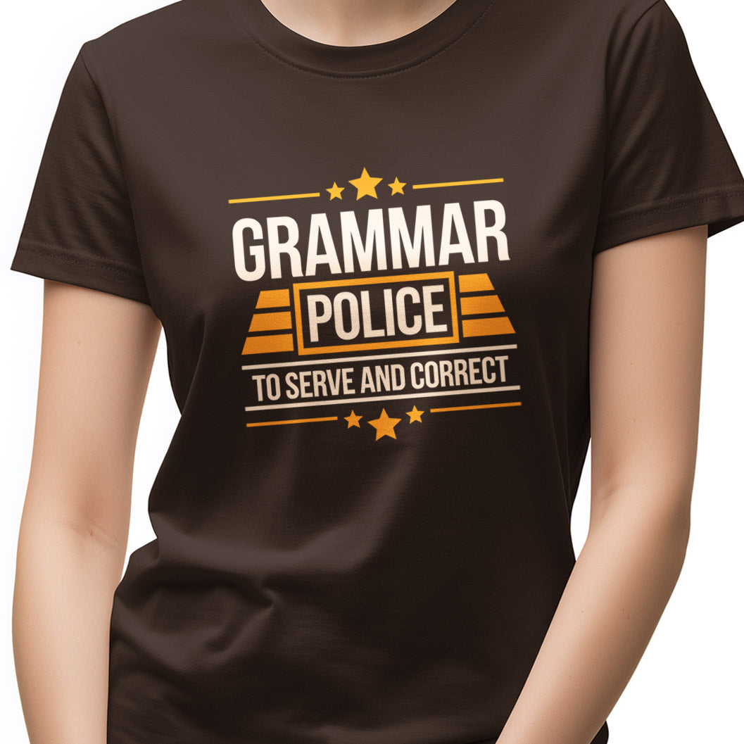 Grammar Police, to serve and correct Unisex Softstyle T-Shirt