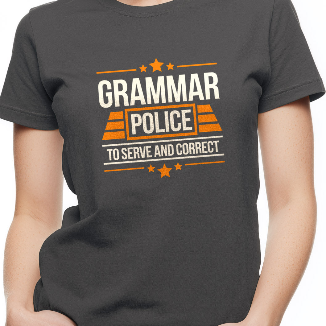 Grammar Police, to serve and correct Unisex Softstyle T-Shirt